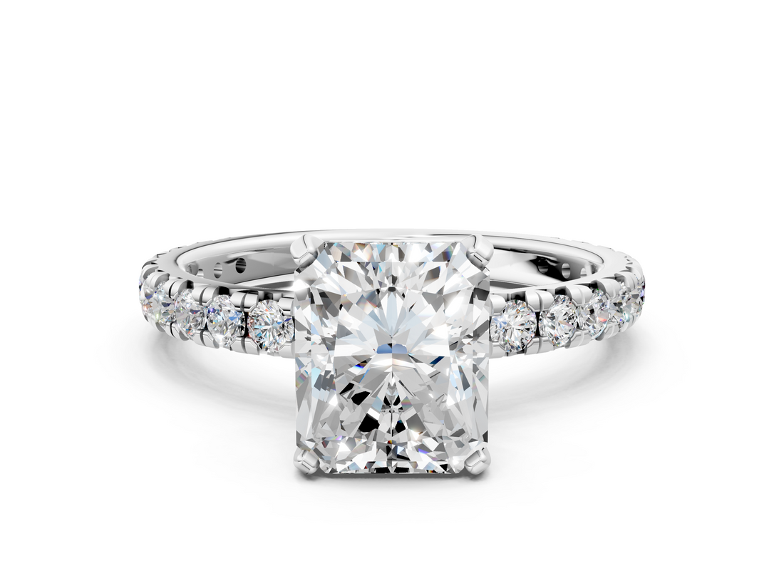White gold Radiant Cut Diamond Pavé Band with Four-Prong Setting_68