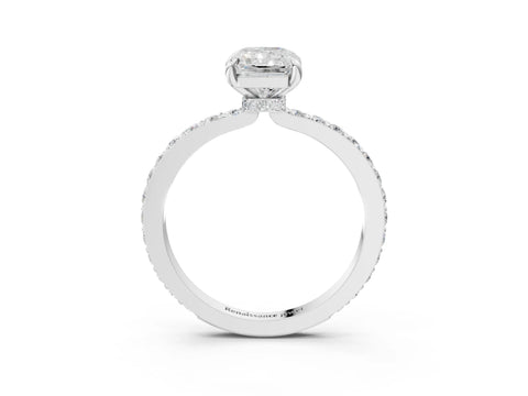 White gold Radiant Cut Diamond Pavé Engagement Ring with Round with Moissanite side stone Accents and Prong Setting_15