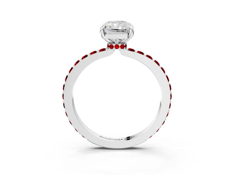 White gold Radiant Cut Diamond Pavé Engagement Ring with Round with Ruby side stone Accents and Prong Setting_51