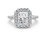 White gold Radiant Cut Diamond Pavé Halo Ring with Four-Prong Setting_44