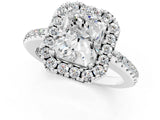 White gold Radiant Cut Diamond Pavé Halo Ring with Four-Prong Setting_45