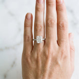 White gold Radiant Cut Diamond Pavé Solitaire Engagement Ring with Four-Prong Setting_106