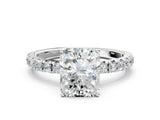 White gold Radiant Cut Diamond Pavé Solitaire Engagement Ring with Four-Prong Setting_93