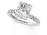White gold Radiant Cut Diamond Pavé Solitaire Ring with Round Band and Prong Setting_13