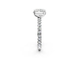 White gold Radiant Cut Diamond Pavé Solitaire Ring with Round Band and Prong Setting_14