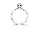 White gold Radiant Cut Diamond Pavé Solitaire Ring with Round Band and Prong Setting_15