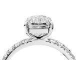 White gold Radiant Cut Diamond Pavé Solitaire Ring with Round Band and Prong Setting_16