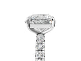 White gold Radiant Cut Diamond Pavé Solitaire Ring with Round Band and Prong Setting_17