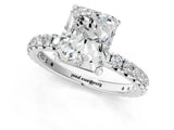 White gold Radiant Cut Diamond Pavé Solitaire Ring with Round Band and Prong Setting_37
