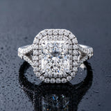 White gold Radiant Cut Diamond Pavé Split Shank Double Halo Engagement Ring_15