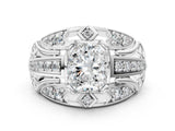 White gold Radiant Cut Diamond Pave Art Deco Split Shank Ring with Four-Prong Setting_114