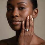 White gold Radiant Cut Diamond Pave Band Solitaire Ring with Four-Prong Setting_195