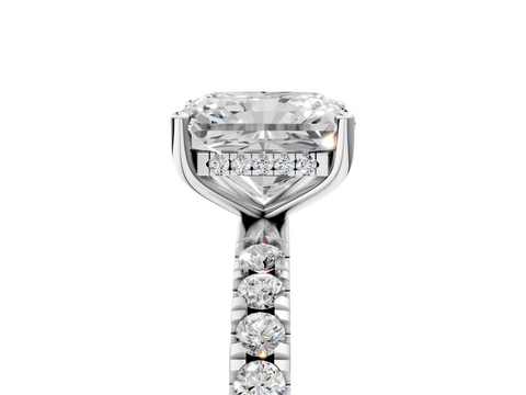 White gold Radiant Cut Diamond Pave Band Solitaire Ring with Four-Prong Setting_89