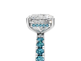 White gold Radiant Cut Diamond Pave Band Solitaire Ring with Round with Blue Topaz side stone and Prong Setting_41