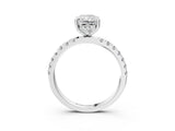 White gold Radiant Cut Diamond Pave Band Solitaire Ring with Round with Moissanite side stone and Prong Setting_15