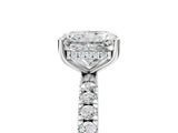 White gold Radiant Cut Diamond Pave Band Solitaire Ring with Round with Moissanite side stone and Prong Setting_29