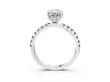 White gold Radiant Cut Diamond Pave Band Solitaire Ring with Round with Morganite side stone and Prong Setting_39