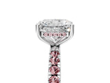 White gold Radiant Cut Diamond Pave Band Solitaire Ring with Round with Morganite side stone and Prong Setting_41
