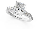 White gold Radiant Cut Diamond Ring with Baguette Side Stones, Channel Set Band, and Four-Prong Setting_35