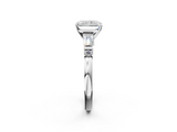 White gold Radiant Cut Diamond Ring with Baguette Side Stones, Channel Set Band, and Four-Prong Setting_36