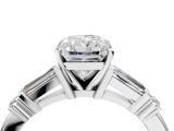 White gold Radiant Cut Diamond Ring with Baguette Side Stones, Channel Set Band, and Four-Prong Setting_38
