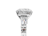 White gold Radiant Cut Diamond Ring with Baguette Side Stones, Channel Set Band, and Four-Prong Setting_39