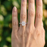 White gold Radiant Cut Diamond Ring with Marquise Side Stones and Prong Setting_114