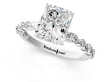 White gold Radiant Cut Diamond Ring with Marquise and Round  Side Stones and Four-Prong Setting_142