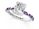 White gold Radiant Cut Diamond Ring with Marquise and Round with Amethyst side stone Side Stones and Four-Prong Setting_13