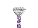 White gold Radiant Cut Diamond Ring with Marquise and Round with Amethyst side stone Side Stones and Four-Prong Setting_17