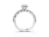 White gold Radiant Cut Diamond Ring with Marquise and Round with Aquamarine side stone Side Stones and Four-Prong Setting_15