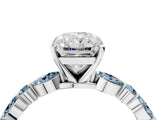 White gold Radiant Cut Diamond Ring with Marquise and Round with Aquamarine side stone Side Stones and Four-Prong Setting_16