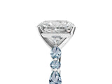 White gold Radiant Cut Diamond Ring with Marquise and Round with Aquamarine side stone Side Stones and Four-Prong Setting_17