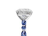 White gold Radiant Cut Diamond Ring with Marquise and Round with Blue Sapphire side stone Side Stones and Four-Prong Setting_53
