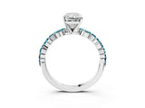 White gold Radiant Cut Diamond Ring with Marquise and Round with Blue Topaz side stone Side Stones and Four-Prong Setting_27
