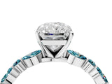 White gold Radiant Cut Diamond Ring with Marquise and Round with Blue Topaz side stone Side Stones and Four-Prong Setting_28