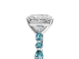 White gold Radiant Cut Diamond Ring with Marquise and Round with Blue Topaz side stone Side Stones and Four-Prong Setting_29