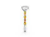 White gold Radiant Cut Diamond Ring with Marquise and Round with Citrine side stone Side Stones and Four-Prong Setting_14