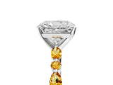White gold Radiant Cut Diamond Ring with Marquise and Round with Citrine side stone Side Stones and Four-Prong Setting_17
