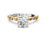 White gold Radiant Cut Diamond Ring with Marquise and Round with Citrine side stone Side Stones and Four-Prong Setting_24