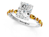 White gold Radiant Cut Diamond Ring with Marquise and Round with Citrine side stone Side Stones and Four-Prong Setting_25