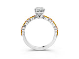 White gold Radiant Cut Diamond Ring with Marquise and Round with Citrine side stone Side Stones and Four-Prong Setting_27