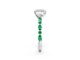 White gold Radiant Cut Diamond Ring with Marquise and Round with Emerald side stone Side Stones and Four-Prong Setting_50