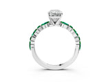 White gold Radiant Cut Diamond Ring with Marquise and Round with Emerald side stone Side Stones and Four-Prong Setting_51