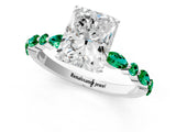 White gold Radiant Cut Diamond Ring with Marquise and Round with Emerald side stone Side Stones and Four-Prong Setting_61