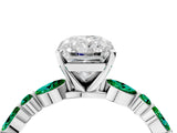 White gold Radiant Cut Diamond Ring with Marquise and Round with Emerald side stone Side Stones and Four-Prong Setting_64
