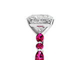 White gold Radiant Cut Diamond Ring with Marquise and Round with Garnet side stone Side Stones and Four-Prong Setting_29