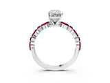 White gold Radiant Cut Diamond Ring with Marquise and Round with Garnet side stone Side Stones and Four-Prong Setting_39