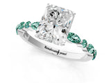 White gold Radiant Cut Diamond Ring with Marquise and Round with Green Sapphire side stone Side Stones and Four-Prong Setting_1