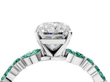 White gold Radiant Cut Diamond Ring with Marquise and Round with Green Sapphire side stone Side Stones and Four-Prong Setting_16